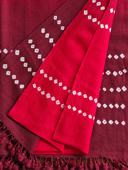 Red Bandani Ombre Handwoven Woollen Stole