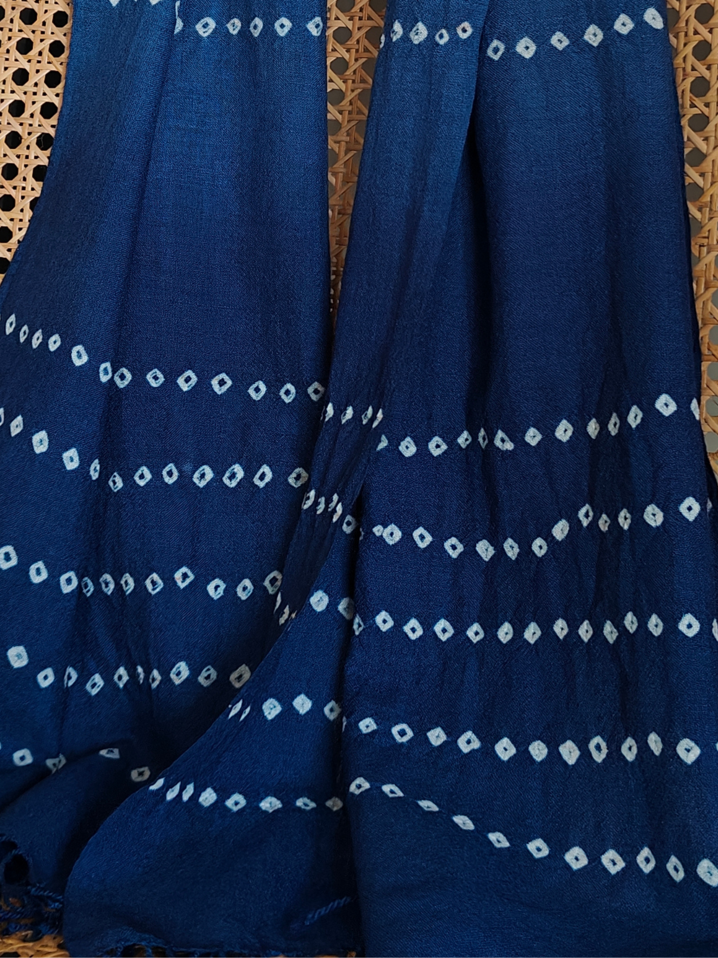 Indigo Blue Bandani Ombre Handwoven Woollen Stole