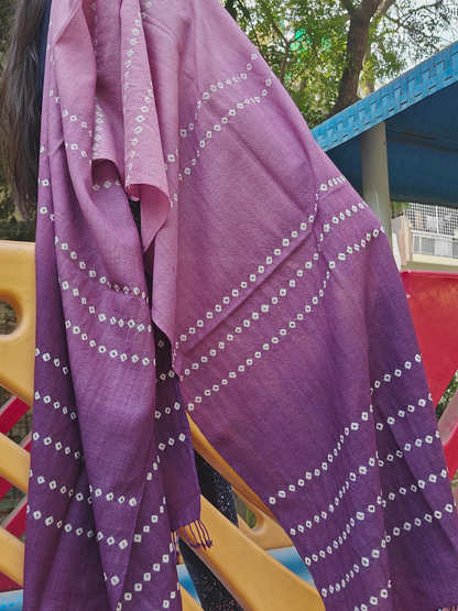 Lavender Bandani Ombre Handwoven Woollen Stole