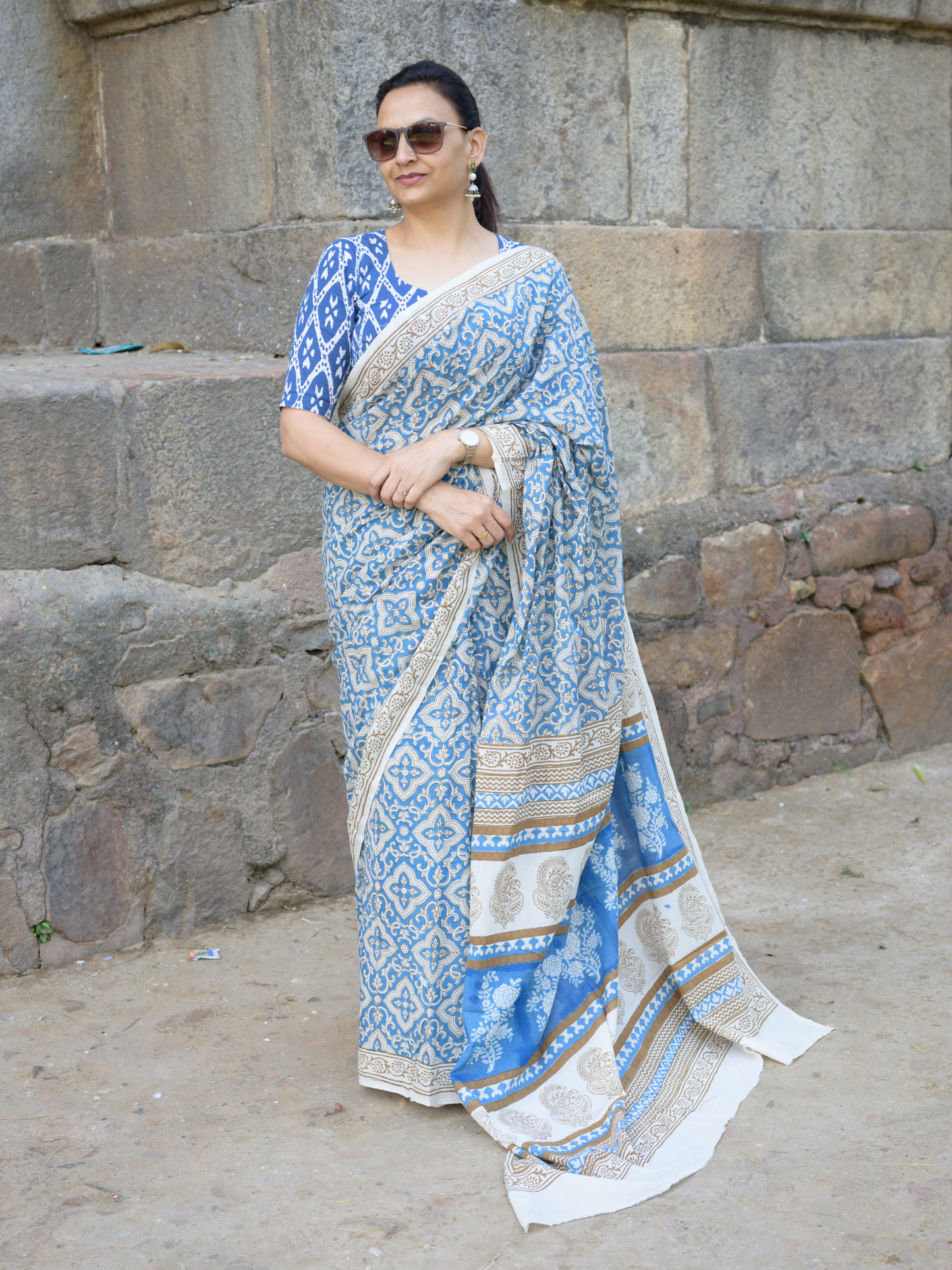 Indigo Bagh Cotton Saree