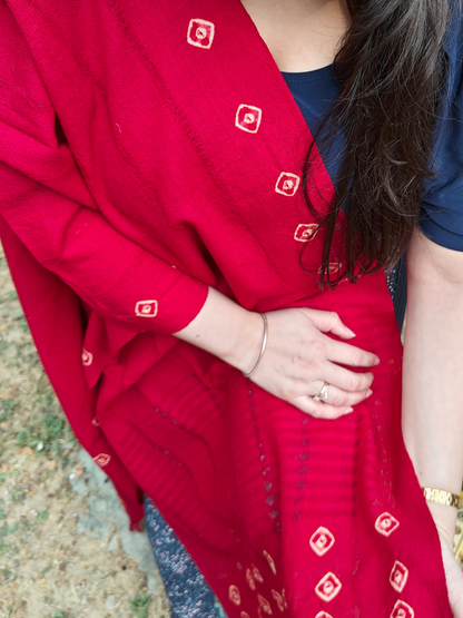 Red Handwoven Woollen Stole