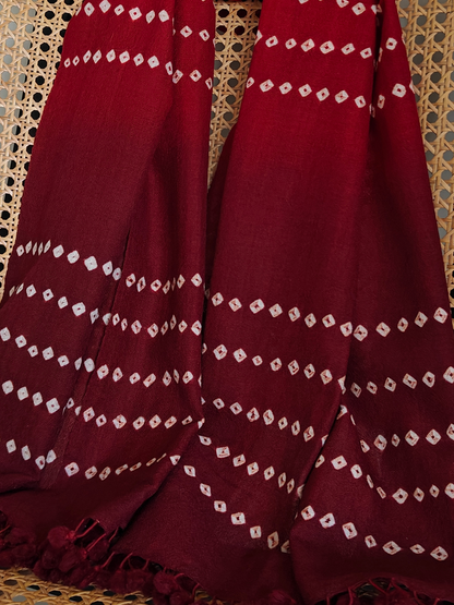 Red Bandani Ombre Handwoven Woollen Stole