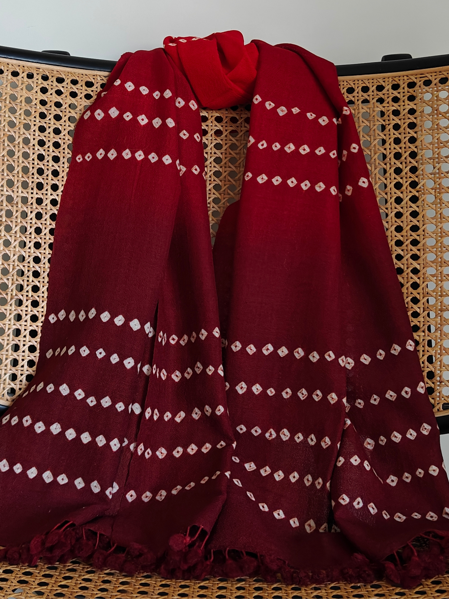 Red Bandani Ombre Handwoven Woollen Stole