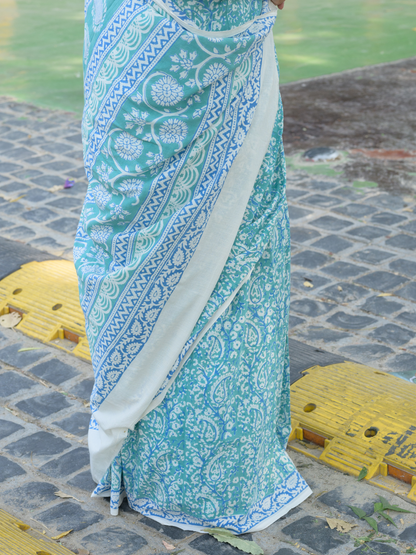 Indigo Bagh Cotton Saree