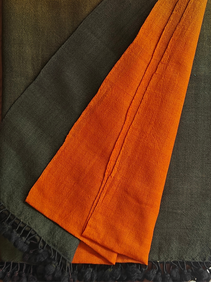 Orange & Brown Ombre Handwoven Woollen Stole