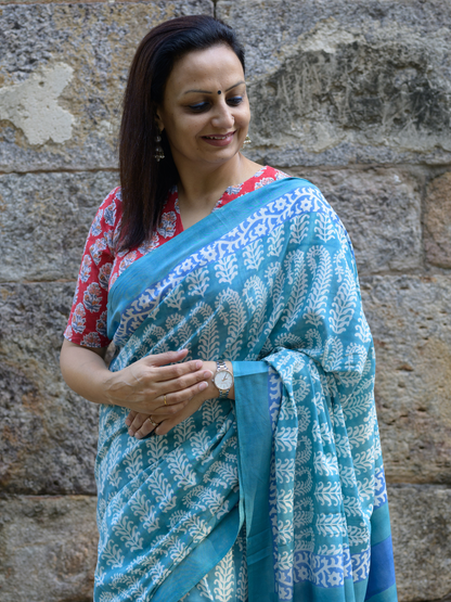 Indigo Bagh Cotton Saree