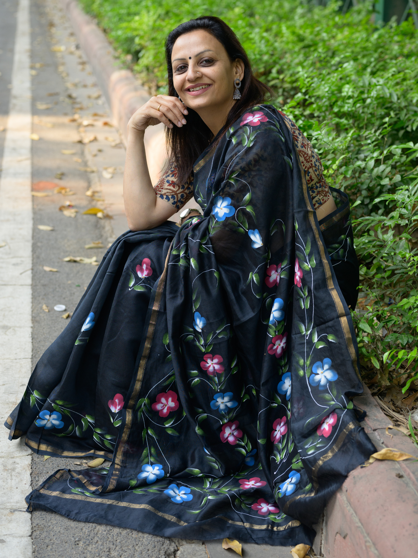 Black Handpainted Saree