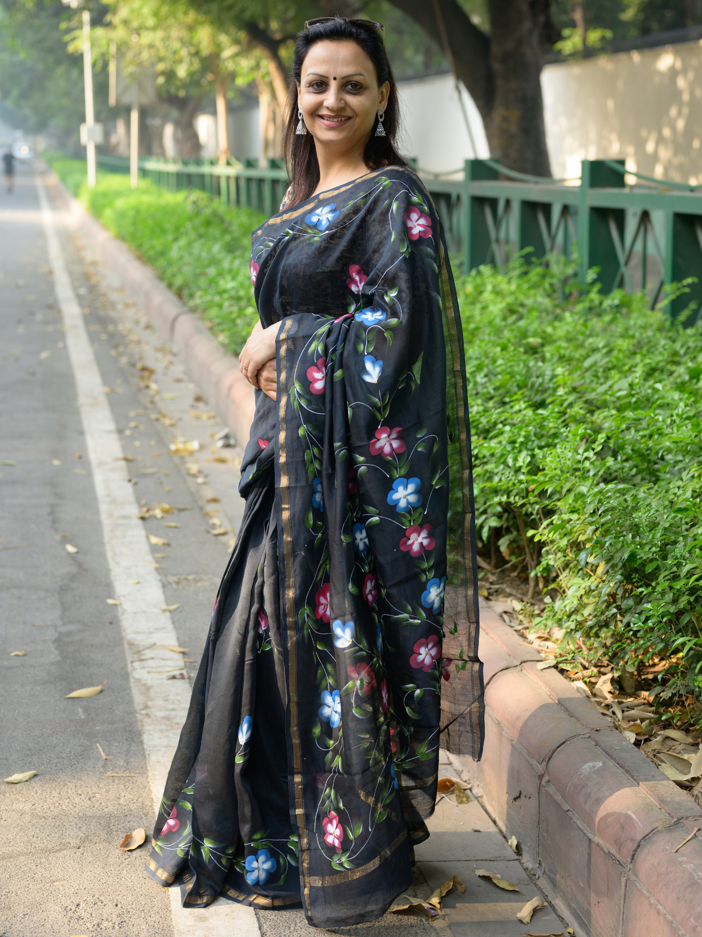 Black Handpainted Saree