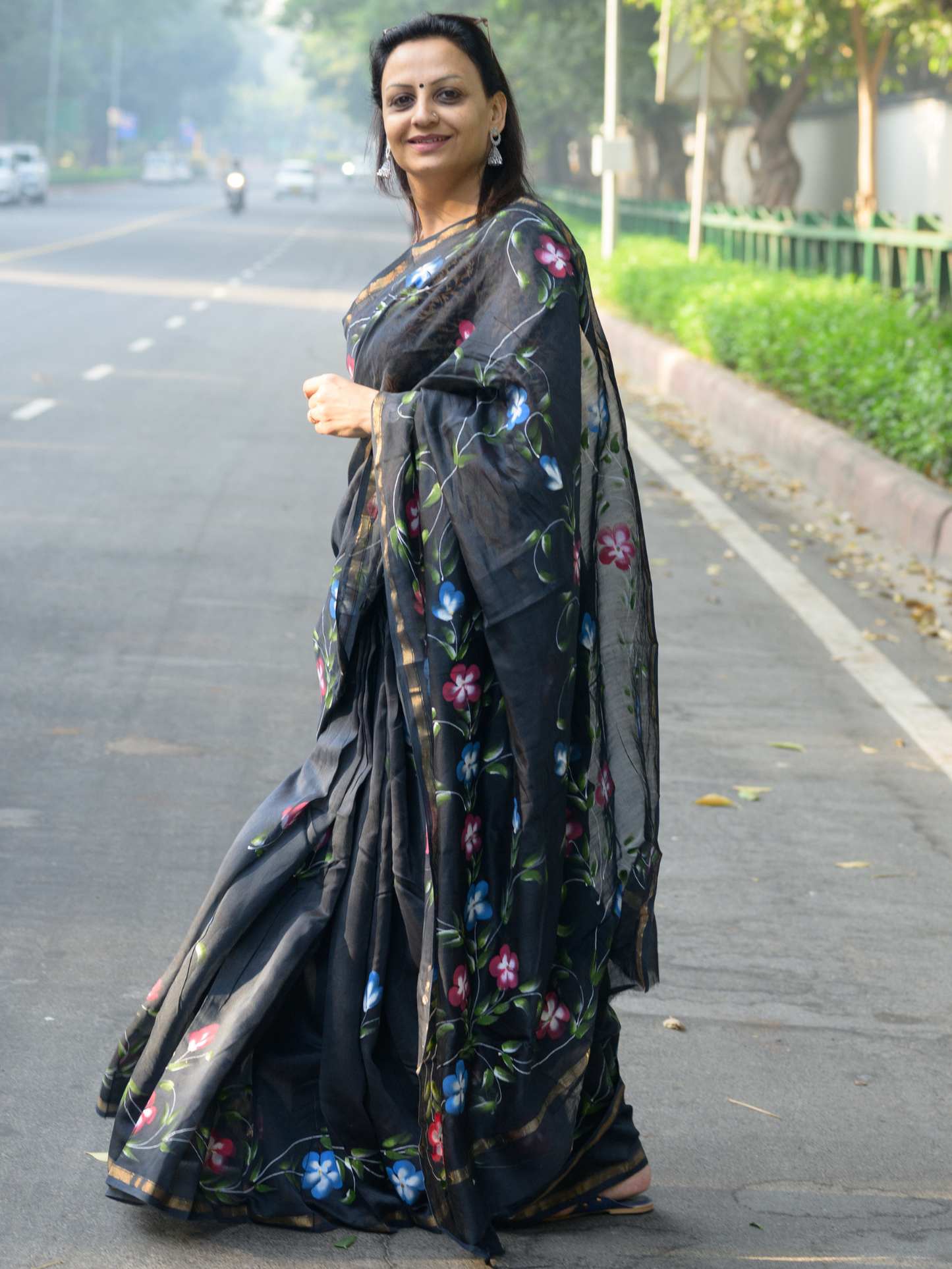 Black Handpainted Saree