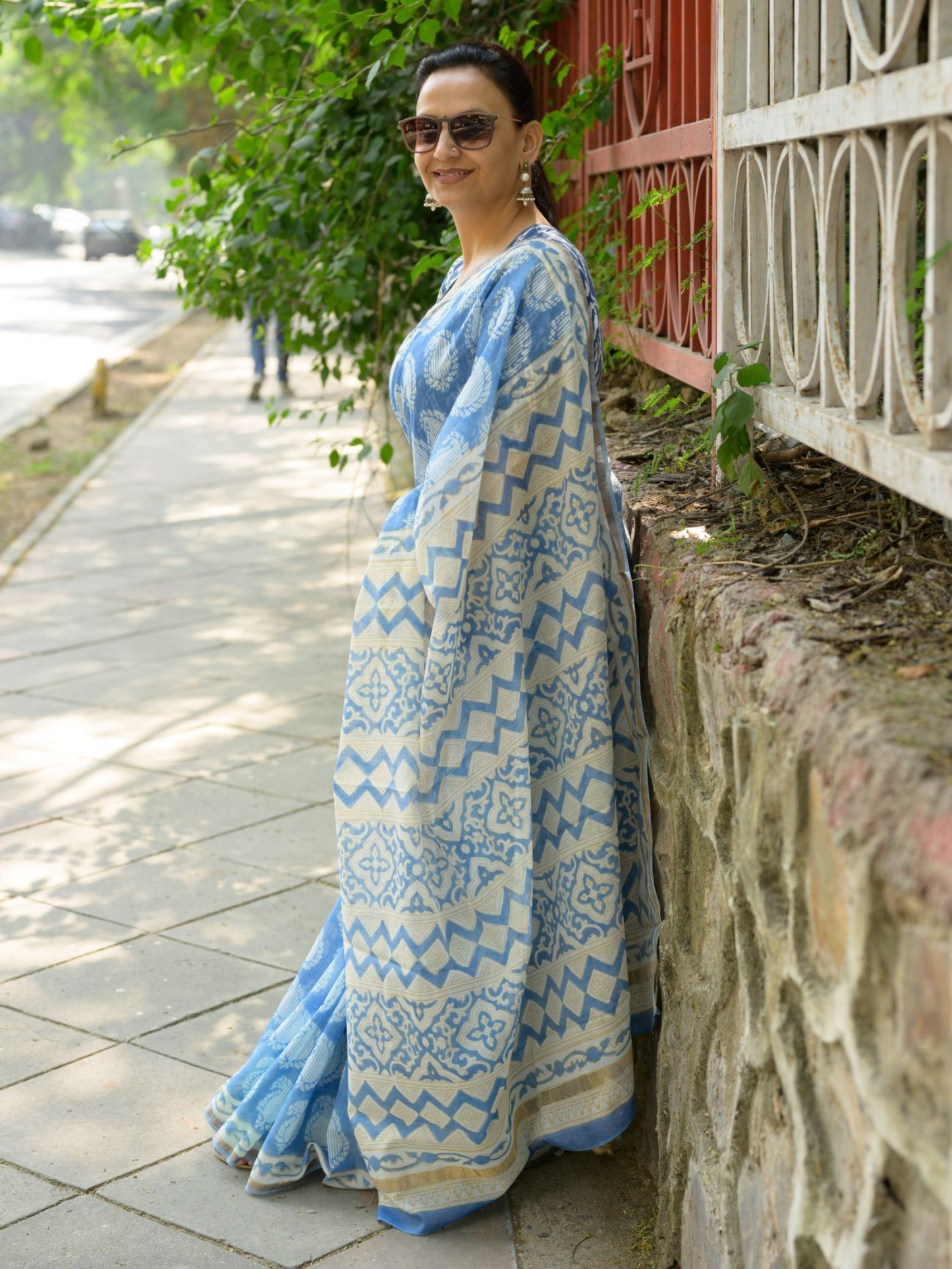 Blue Chanderi Saree