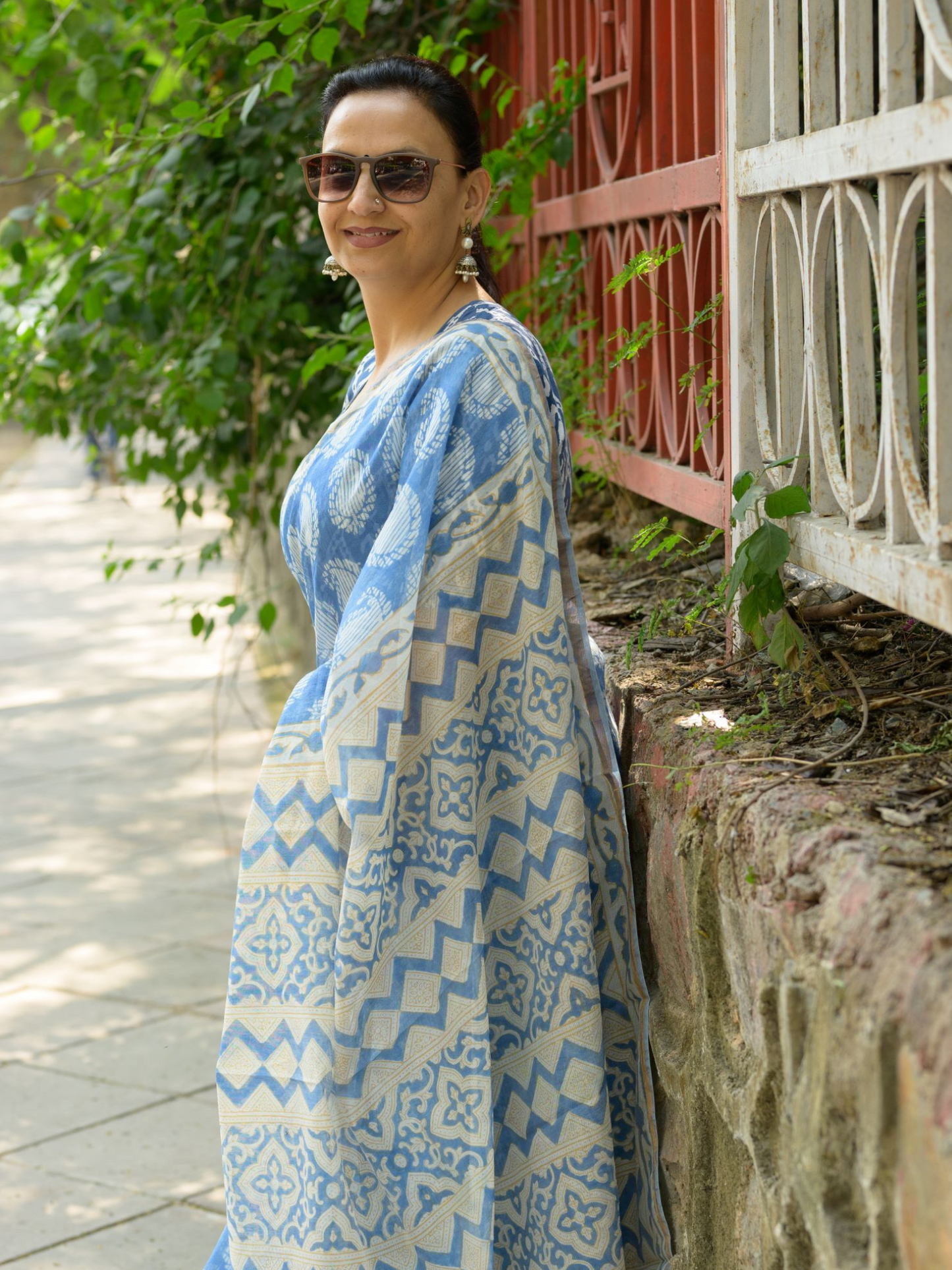 Blue Chanderi Saree