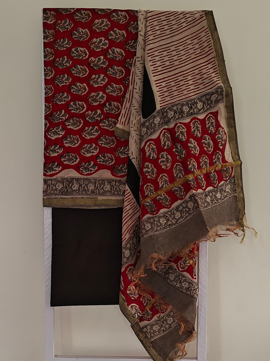 Handblock Printed Chanderi Suit Set