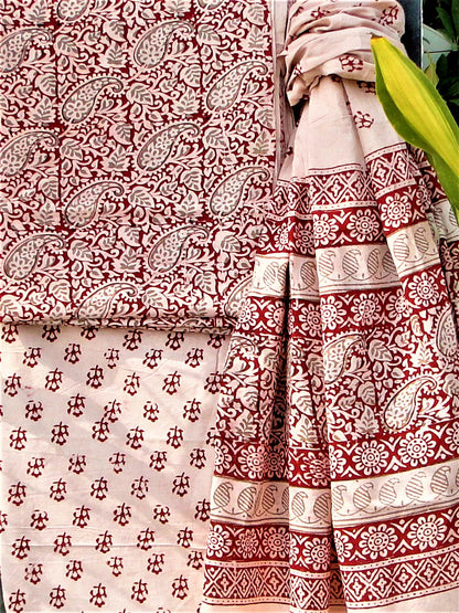 Maroon Jaal Bagh Print Cotton Suit Set