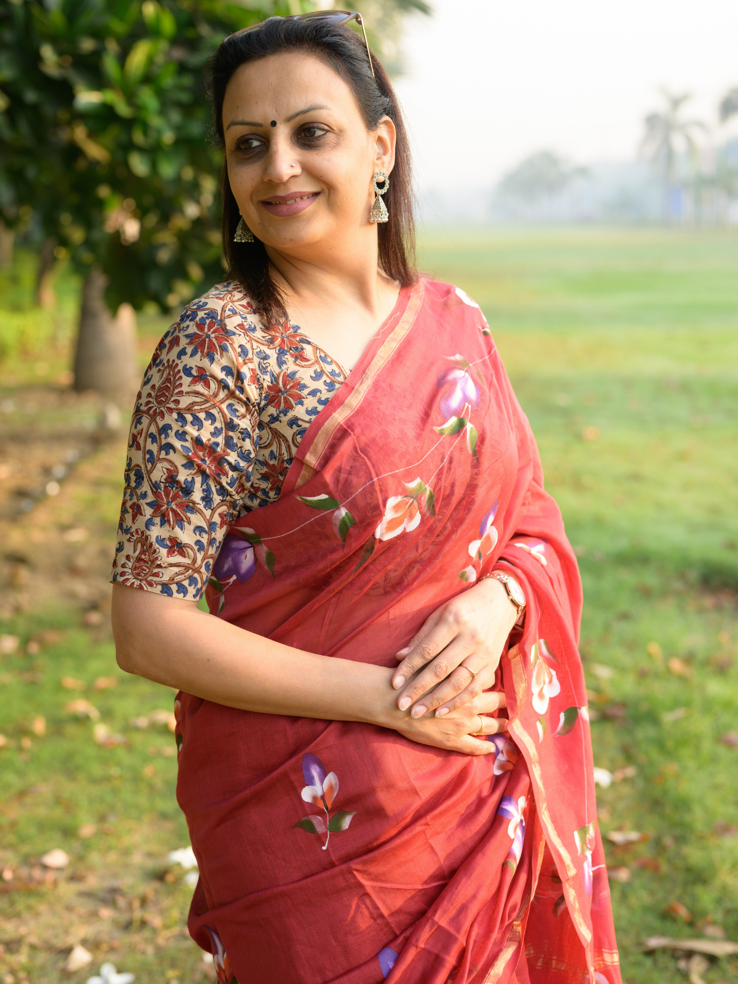 Red Handpainted Saree