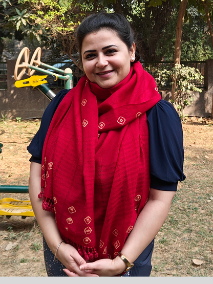 Red Handwoven Woollen Stole