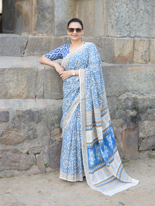 Indigo Bagh Cotton Saree