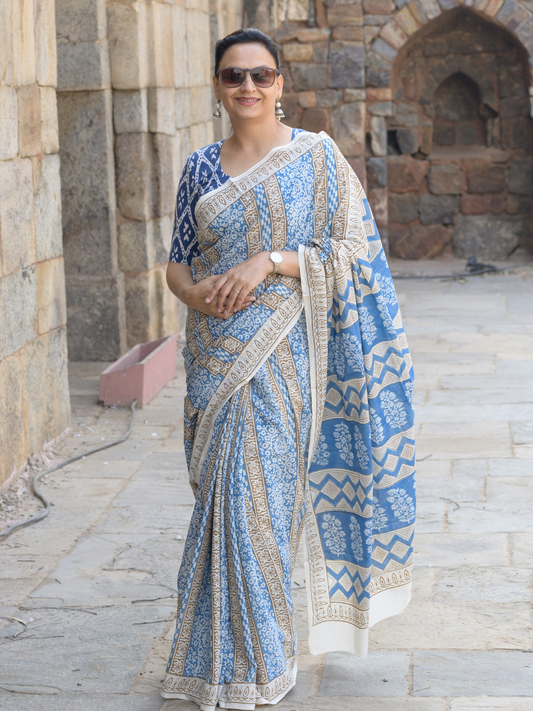 Indigo Bagh Cotton Saree