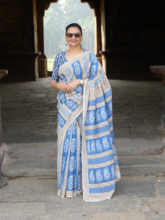 Indigo Bagh Cotton Saree