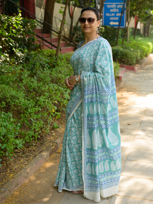 Indigo Bagh Cotton Saree