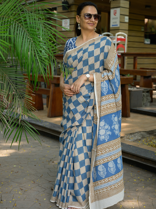 Indigo Bagh Cotton Saree