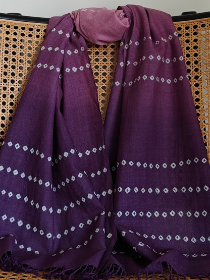 Lavender Bandani Ombre Handwoven Woollen Stole