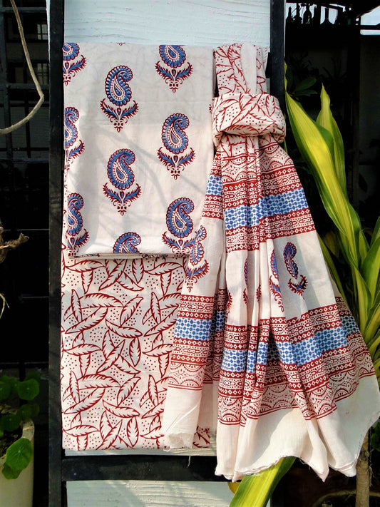 Indigo Kairi Bagh print Cotton Suit Set