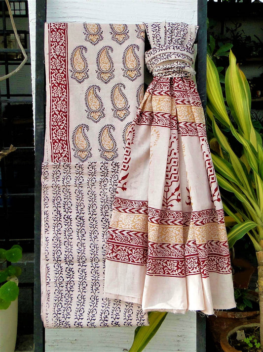 Off-white Kairi Bagh Print Cotton Suit Set 4