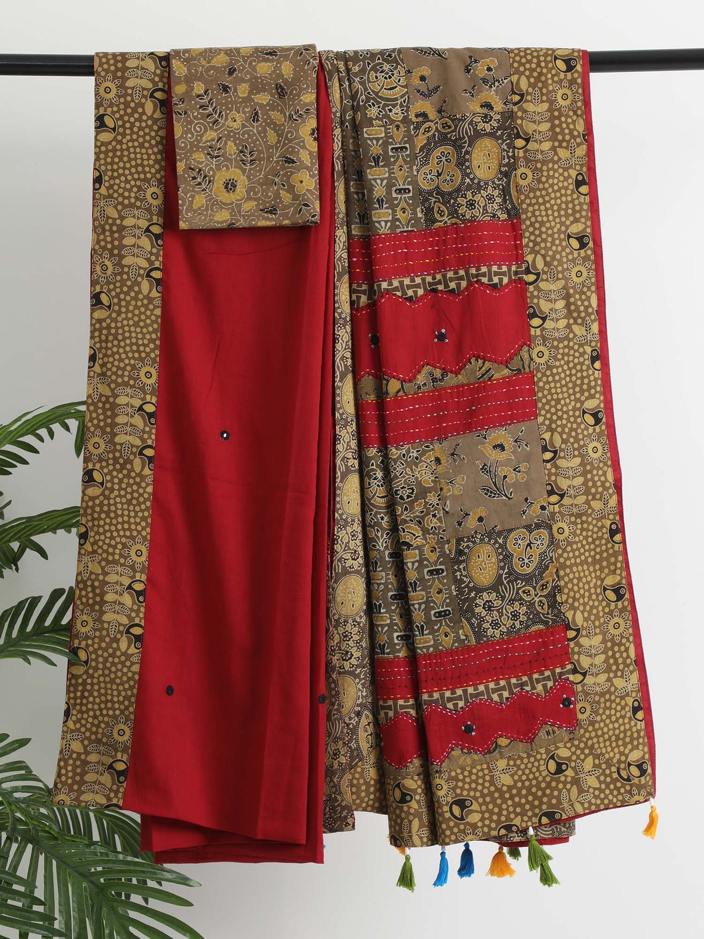 Red Ajrakh Handcrafted Saree