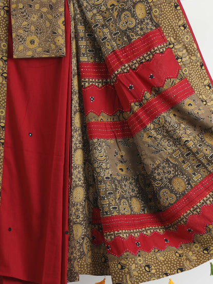 Red Ajrakh Handcrafted Saree